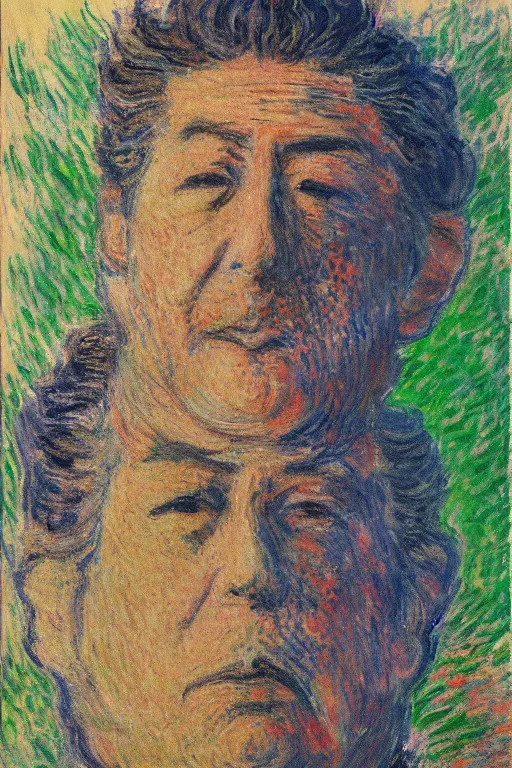 Image similar to portrait of shinzo abe face on Godzilla painting by claude monet