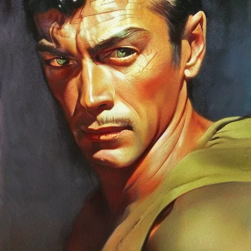 Image similar to ultra realistic portrait painting of magnum, art by frank frazetta, 4 k, ultra realistic, highly detailed, epic lighting