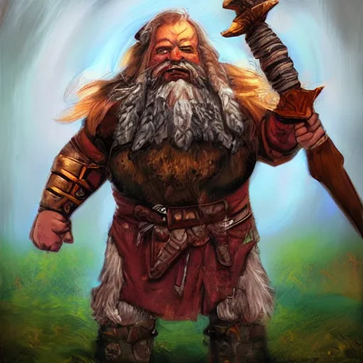 Prompt: a fantasy comic book style portrait painting of a dwarf berserker swinging axes, unreal 5, daz, hyperreal