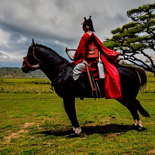 Prompt: Samurai riding a horse, XF IQ4, f/1.4, ISO 200, 1/160s, 8K, RAW, unedited, symmetrical balance, in-frame