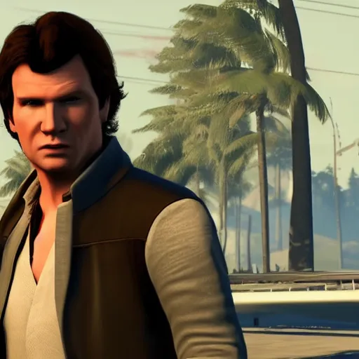 Image similar to Film still of Han Solo, from Grand Theft Auto V (2013 video game)