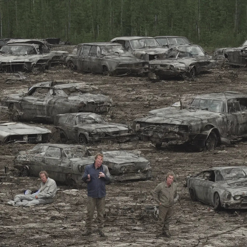 Prompt: top gear, jeremy clarkson, drifting in chernobyl zone, very detailed, 4 k, professional photography