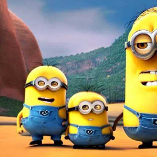 Prompt: the rock in minions, cartoon, detailed, cinematography