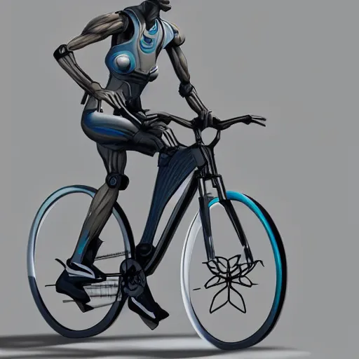 Image similar to humanoid on bicycle artstation unreal