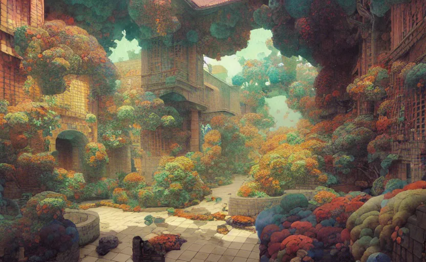 Image similar to tiled room squared waterway, fantasy. intricate, amazing composition, colorful watercolor, by ruan jia, by maxfield parrish, by marc simonetti, by hikari shimoda, by robert hubert, by zhang kechun, illustration, gloomy