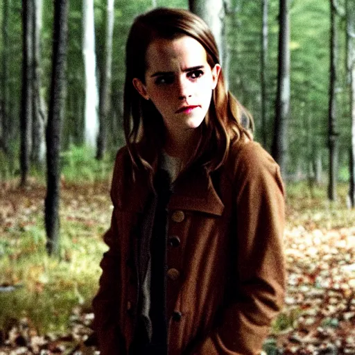 Prompt: emma watson, found footage, blair witch