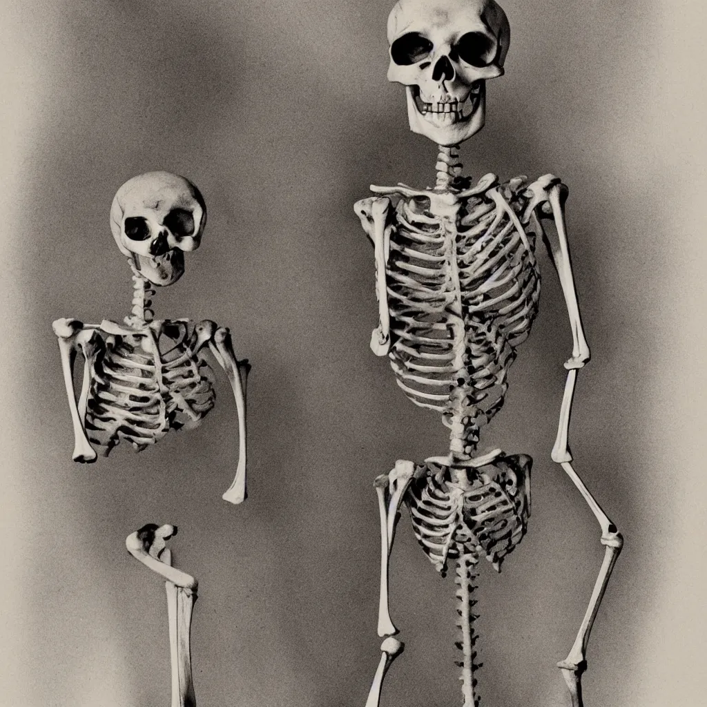 Prompt: a cute vintage skeleton
