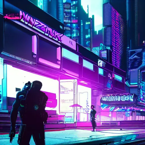 Prompt: cyberpunk 2 0 7 7 night city, drawn i'm the style of ghost in the shell,