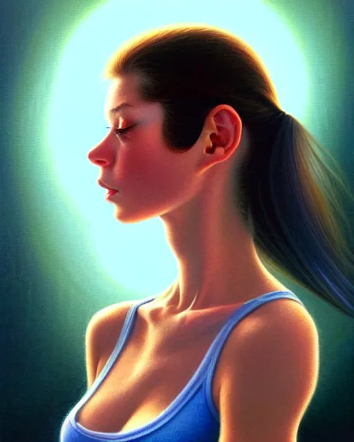 Prompt: a photorealistic detailed portrait image of a beautiful english skater girl in tank top by rutgowski and artgerm and david a. hardy and kinkade and charles vess and hsaio - ron cheng and range murata and norman rockwell trending on pinterest, 8 k uhd digital art with particle physics