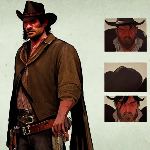 Image similar to midtone skin, dark eyes, dark hair, 6 feet two inches tall, broad shoulders, red dead redemption 2 concept art, pastor