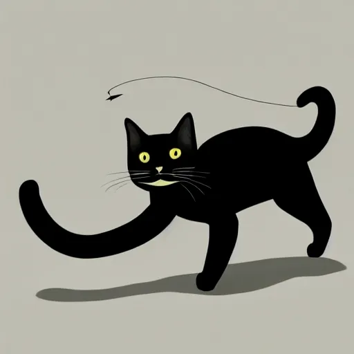 Image similar to a black cat walking on the roof of a white building, a minimalist painting by Emiliano Ponzi, behance, bauhaus, isometric, matte drawing, flat shading