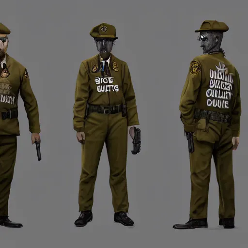 Image similar to ( ( beige ) ) undead uniform and caps zombie security officers trending on artstation very high detail 4 k 8 k hd