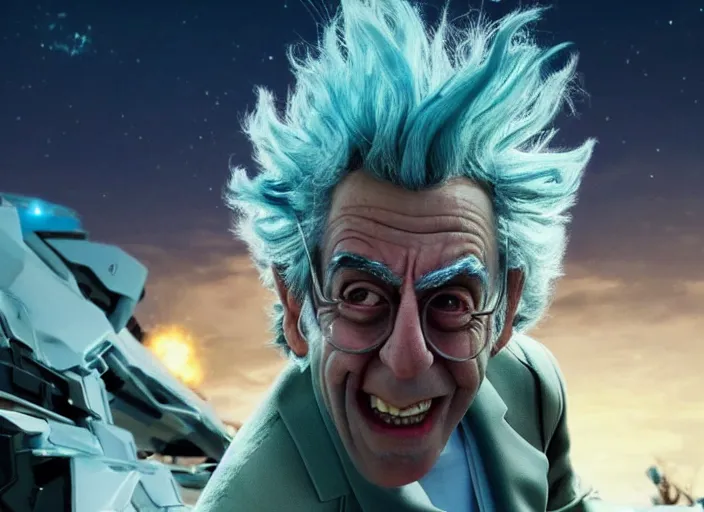 Prompt: film still of rick sanchez in the new scifi movie, 4 k, highly intricate, hyper realistic