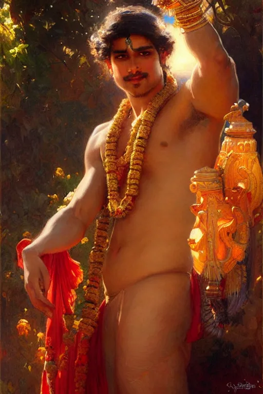 Prompt: male, hinduism, painting by gaston bussiere, greg rutkowski, j. c. leyendecker, artgerm