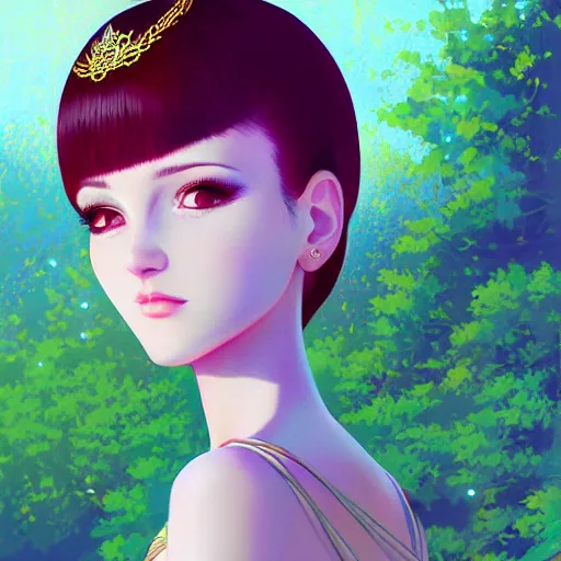 Image similar to pretty woman in goddess princess attire, painted by ilya kuvshinov