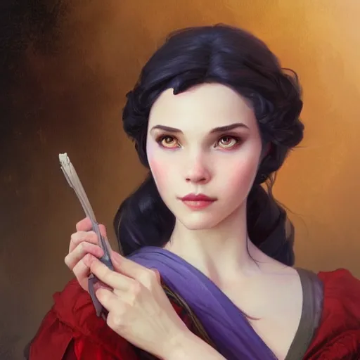 Image similar to portrait of snow white, girl, disney, highly detailed, digital painting, artstation, concept art, smooth, sharp focus, illustration, art by artgerm and greg rutkowski and alphonse mucha