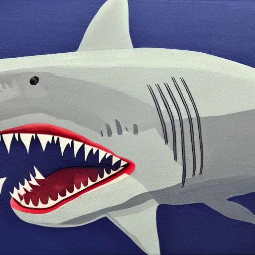 Image similar to a shark, painted in the style of a bored ape yacht club, nft,