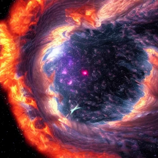 Image similar to gravitational galactic maelstrom, fire, vray