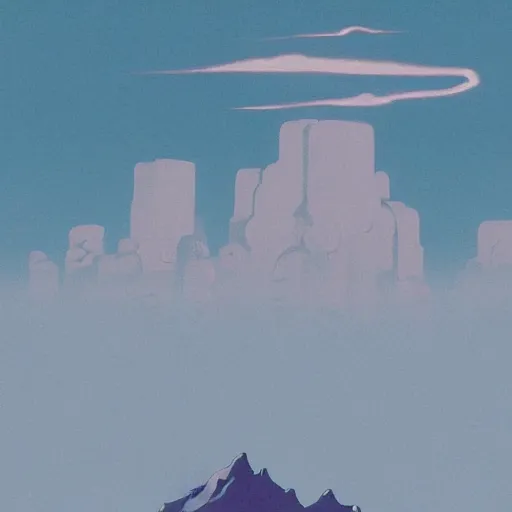 Image similar to sci - fi landscape matte painting by studio ghibli, negative space