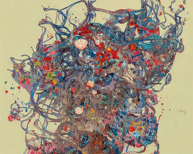 Image similar to this painting http://www.rleveille.com/uploads/8/3/1/7/8317777/682548_orig.jpg as an artwork by James Jean