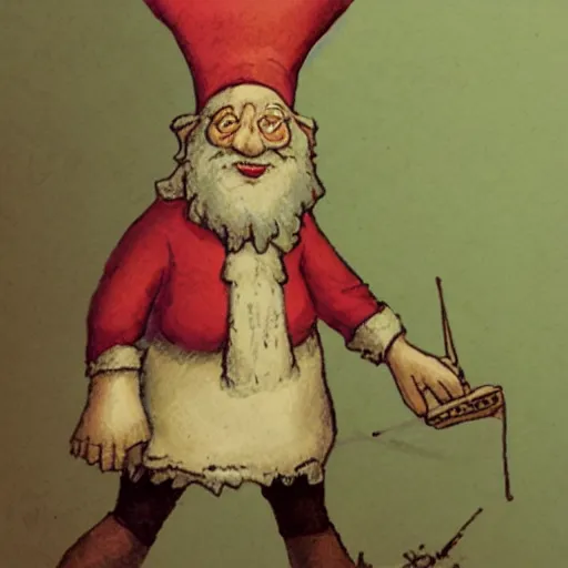 Prompt: illustration of a knome by Rien Poortvliet in the style of Rien Poortvliet
