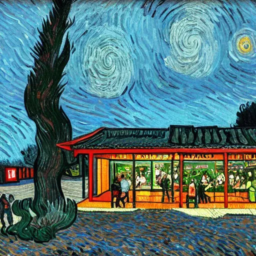 Image similar to an apple store by vincent van gogh, digital art, trending on artstation