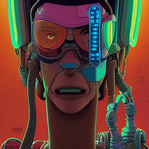 Prompt: ( ( h 0 c 0 k ) ) futurama cyberpunk portrait by gaston bussierre and charles vess and james jean and erik jones and rhads, inspired by rick and morty, huge scale, beautiful fine face features, intricate high details, sharp, ultradetailed