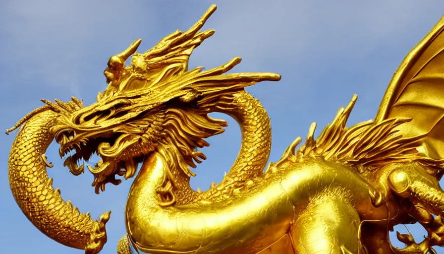 Image similar to golden statue of a dragon