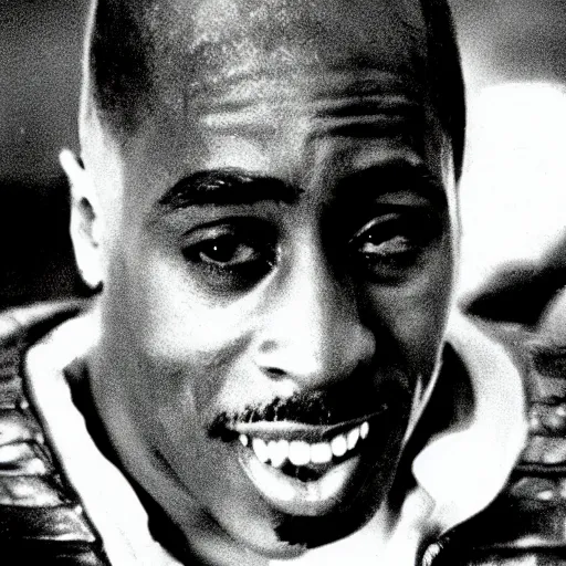 Image similar to a film still from menace to society. starring tupac shakur