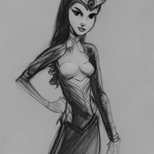 Image similar to milt kahl sketch of victoria justice as princess padme from star wars episode 3