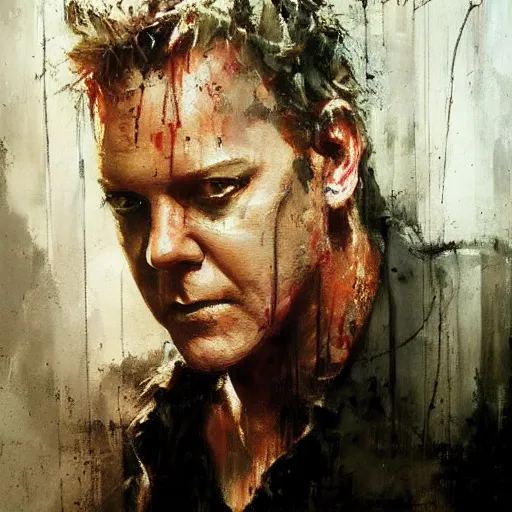 Prompt: kiefer sutherland in the lost boys painted by jeremy mann