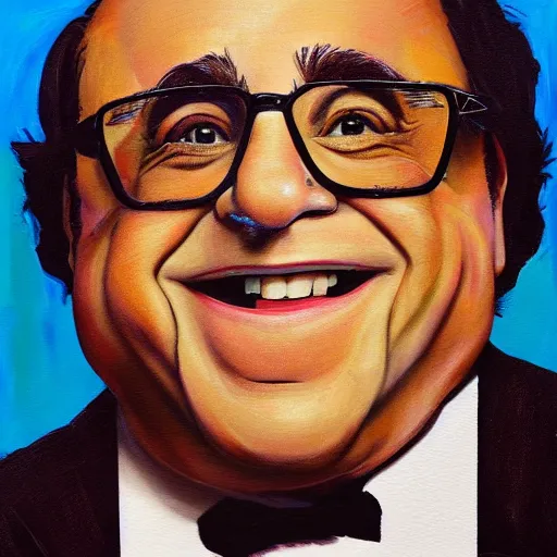 Image similar to A portrait of Danny Devito painted by Danny Devito