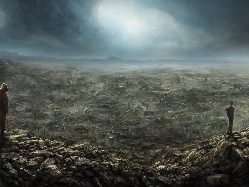 Lester Knight Chaykin standing on windy mountain with Stable