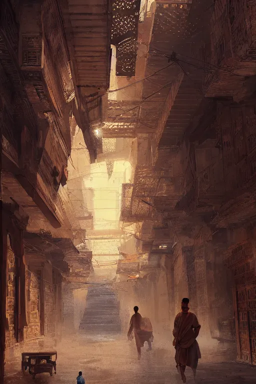 Prompt: the streets of old Cairo at the time of the pharaohs, intricate, elegant, volumetric lighting, digital painting, highly detailed, artstation, sharp focus, illustration, concept art, ruan jia, steve mccurry