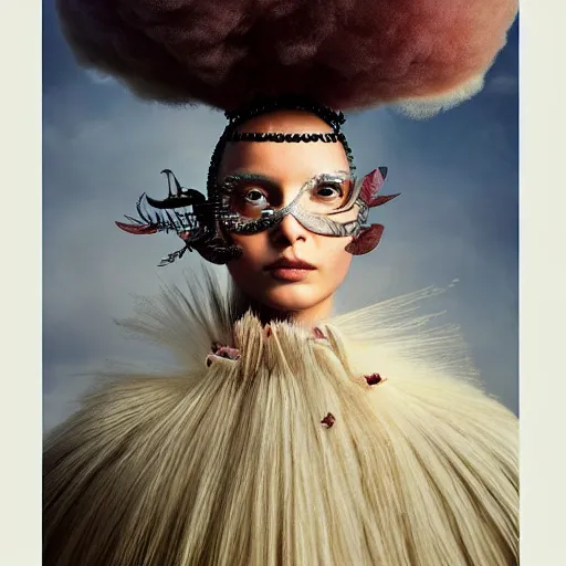 Prompt: brown woman wearing a candyfloss armor. super detailed. layered. textured. award winning. refracted lighting. soft. fragile. by ray caesar. by louise dahl - wolfe. by andrea kowch. surreal photoraphy