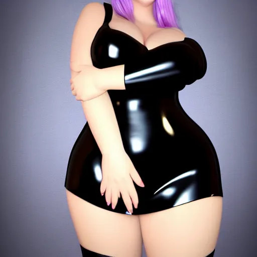 Prompt: curvy feminine hot goth cutie in a sublime elegant polished black latex neck-high outfit with purple trim, thin waist, cgsociety, photorealistic, comfy ambience, idealistic, 16k, smooth, sharp focus, trending on ArtStation, volumetric lighting, fully clothed, worksafe