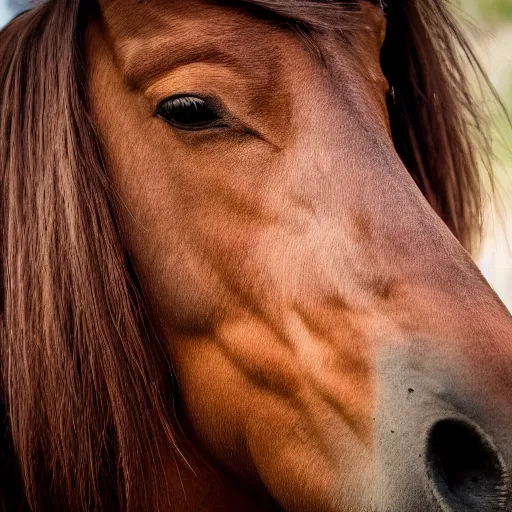 Image similar to closeup of human face with a horse's body