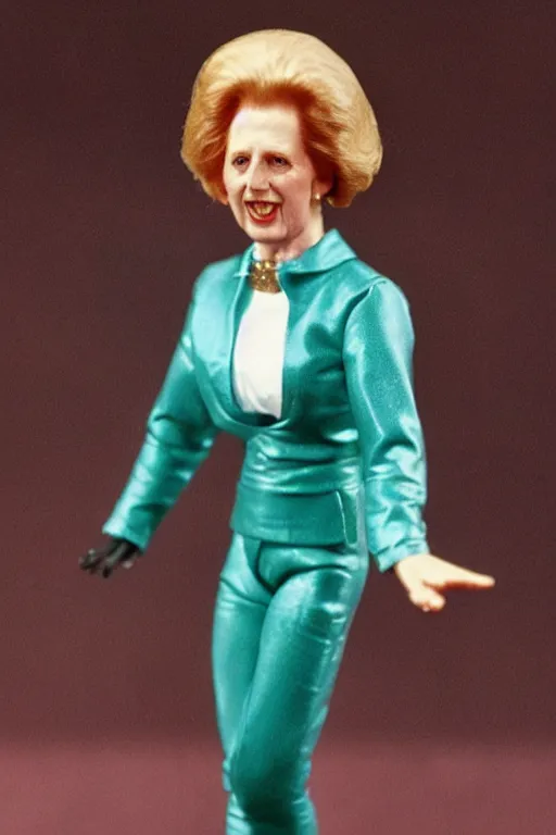 Image similar to margaret thatcher as a 1 9 8 0 s wrestling action figure