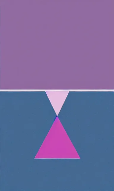 Image similar to inverted! triangle rising out of a serene ocean, calm tones, muted tones, pink, blue, lilac, smooth gradient, album cover, minimalist, expressionist