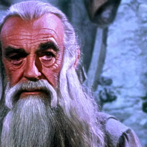 Image similar to A still of Sean Connery as Gandalf. Extremely detailed. Beautiful. 4K. Award winning.