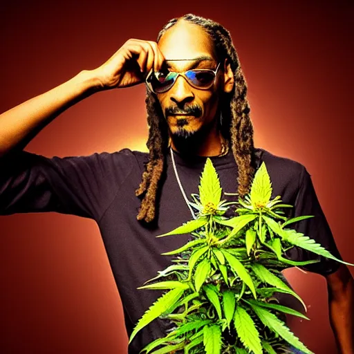 Image similar to snoop dog as a cannabis plant, realistic, photography, 8 k,