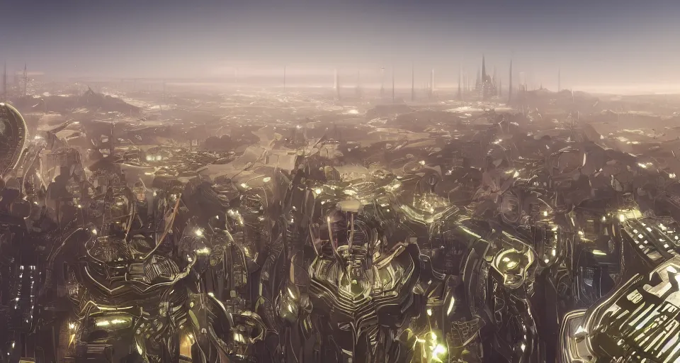 Prompt: view on futuristic city in the horizon, illustration by dean roger, detailed, sharp, 8 k