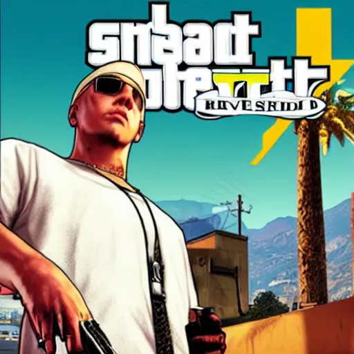 Image similar to Slim Shady in GTA V cover, rockstar games, no text,