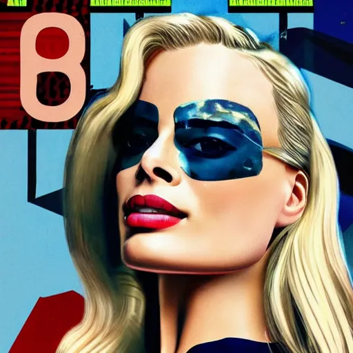 Image similar to margot robbie gta cover art