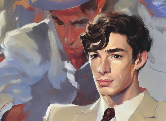 Image similar to a highly detailed beautiful portrait of barry allen, by gregory manchess, james gurney, james jean