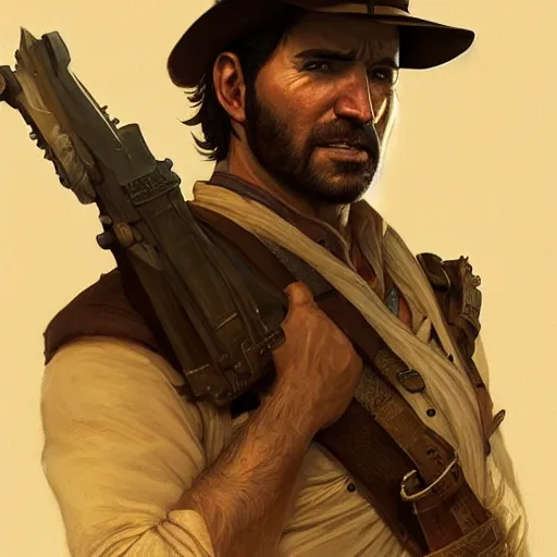 Image similar to Joe Biden face in the role of Nathan Drake, western, D&D, fantasy, intricate, elegant, highly detailed, digital painting, artstation, concept art, matte, sharp focus, illustration, art by Artgerm and Greg Rutkowski and Alphonse Mucha