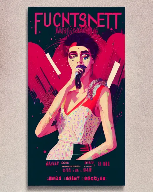 Image similar to an ultradetailed beautiful concert poster of a stylish woman with colorful band aids, retro, conrad roset, greg rutkowski, flume cover art, 8 0 s