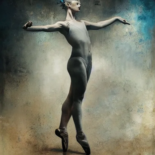 Prompt: ballet dancer :Pirouette by cy Twombly and BASTIEN LECOUFFE DEHARME