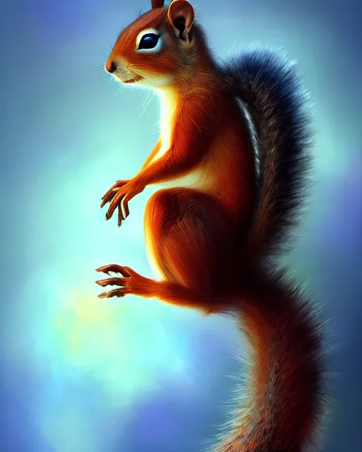 Image similar to cute squirrel, perfect face, cinematic, stunning, adorable, highly detailed, psychedelic, digital painting, artstation, smooth, hard focus, illustration, art by jessica rossier and and brian froud