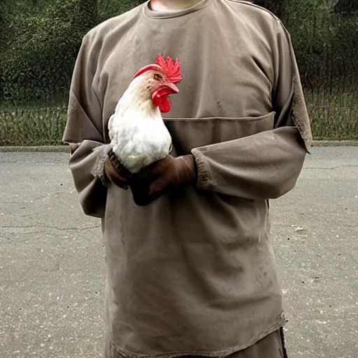 Image similar to prisoner wearing chicken face